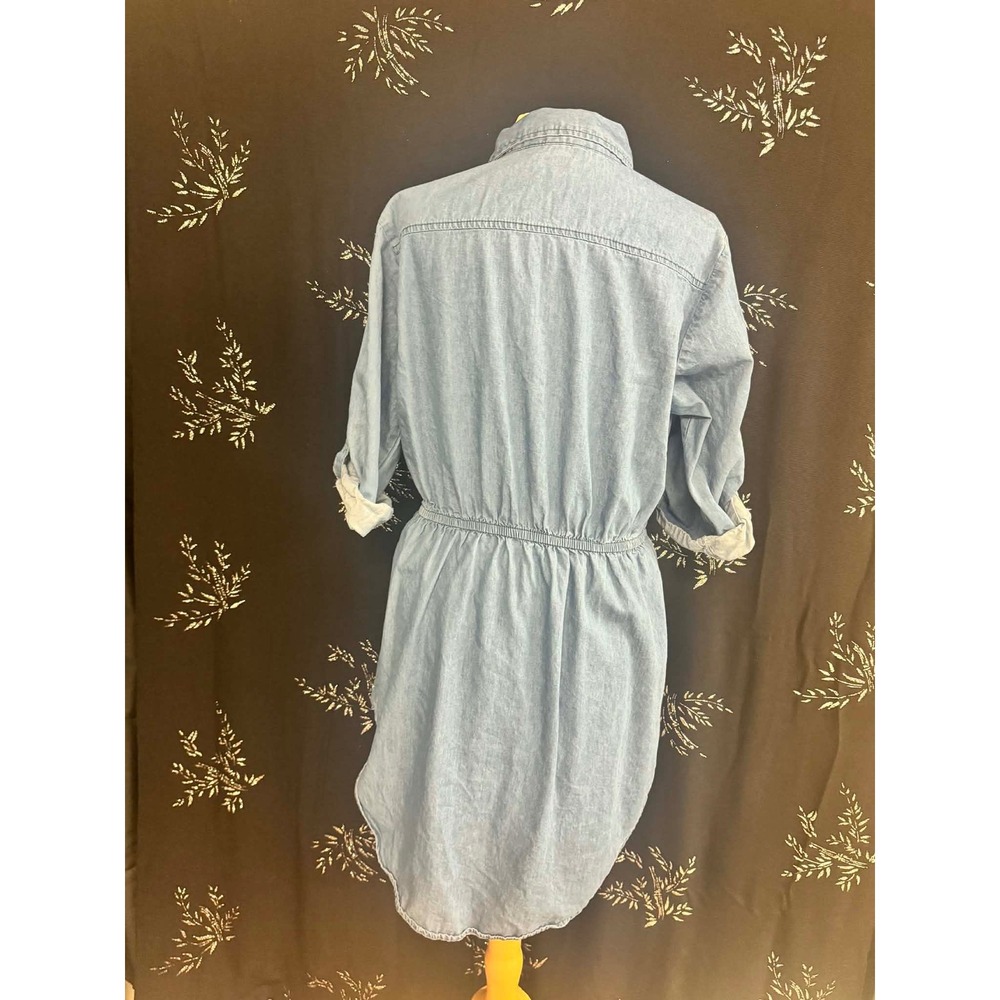Speed Limit MPH Light Wash Denim Shirt Dress Roll Tab Sleeve Drawstring Waist XL - Picture 6 of 6